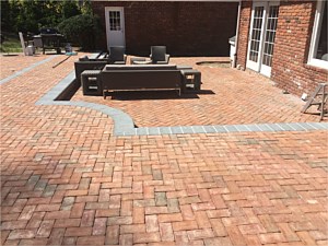 glen gery danish clay brick patio with bluestone paver bullnose edging natural look patio around pool step down